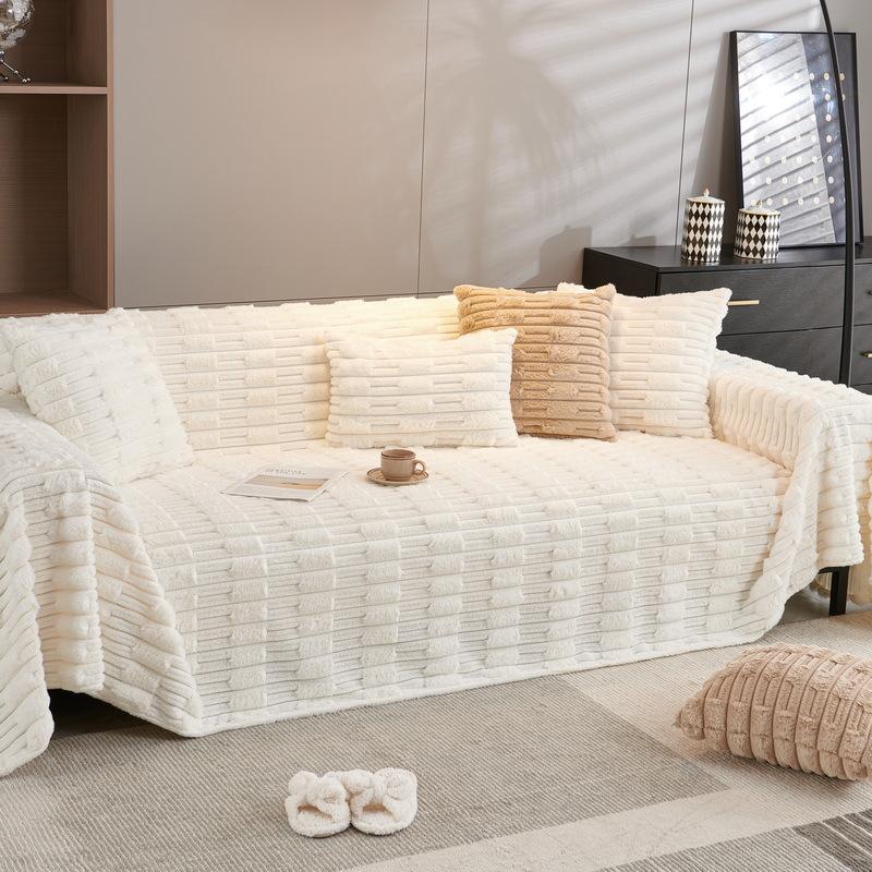 Зимний чехол для дивана из меха кролика, ультрамягкий чехол, полотенце, одеяло, плотный, универсальный, для защиты мебели, домашний декор