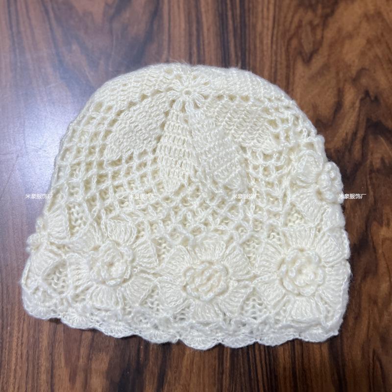 Fashion hat women's autumn and winter new bag hat wool hat handmade crochet hollow warm cover knitted hat