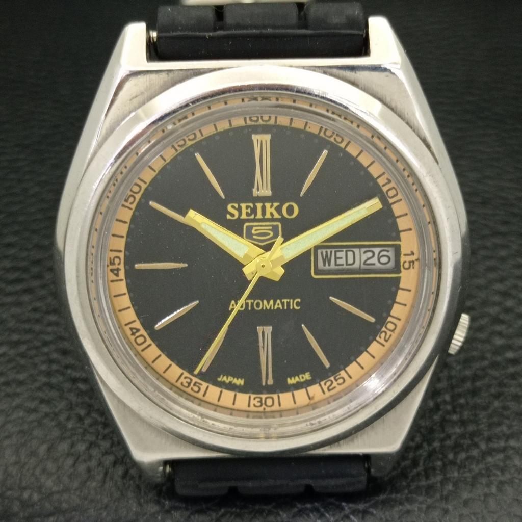 Б/У винтажные мужские часы SEIKO 5 AUTOMATIC 7019A из Японии с черным циферблатом a434967-2 R122-a434967