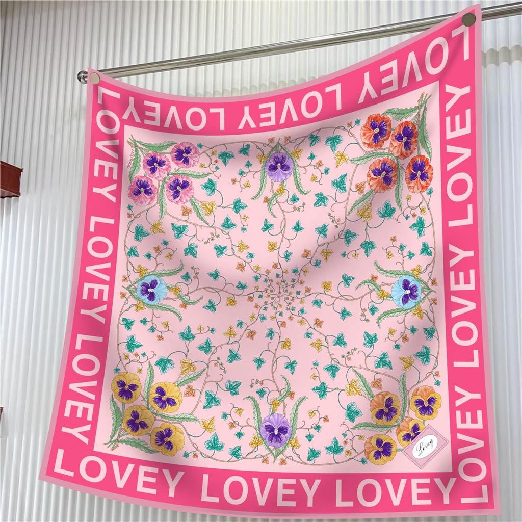 90cm Korean-Style High-Quality Twill Silk Chain Print Ladies' Decorative Shawl