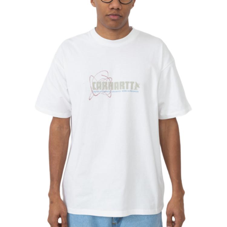 Carhartt WIP SS24 S/S Единая футболка с принтом букв, круглым вырезом, коротким рукавом, мужские топы, Белый I033180-02-XX