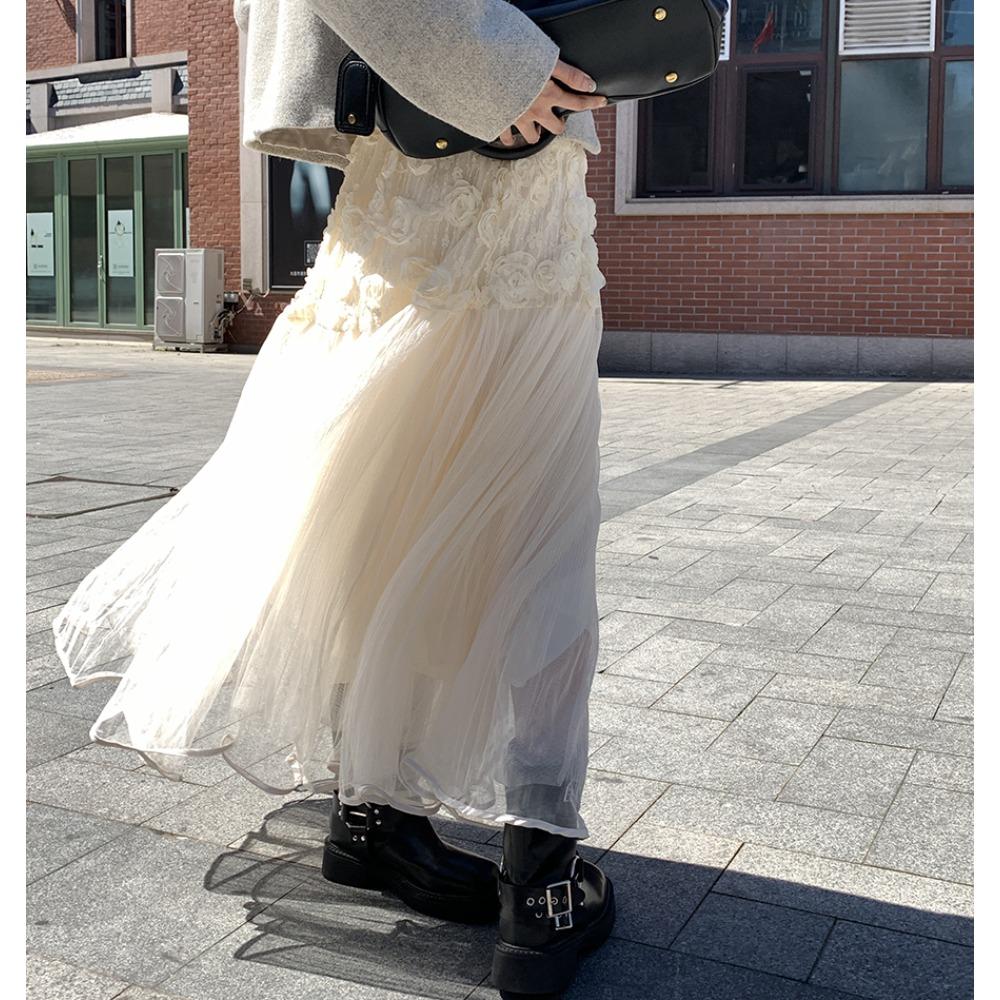 DIMANAF 2025 Летние женские новые юбки винтажные эластичные плиссированные элегантные белые длинные юбки кружевные с высокой талией