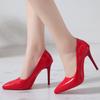 2024 Women Shoes Fashion Pointed Toe Platform Heels Patent Dress High Heels Women Pumps Mary Jane Shoes Red Heels Zaptos Mujer