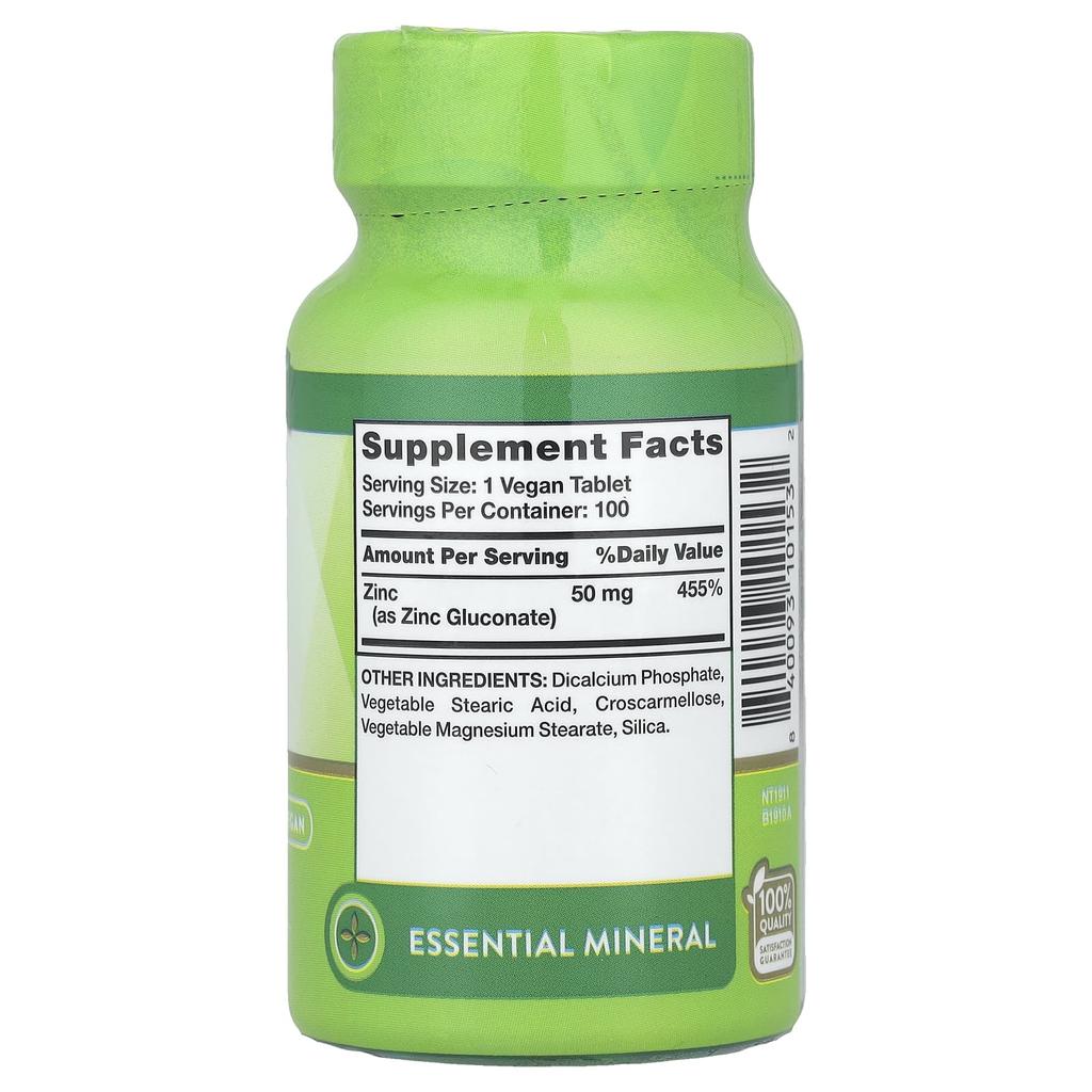 Nature'S Truth, Chelated Zinc, 50Mg, 100 Tablets