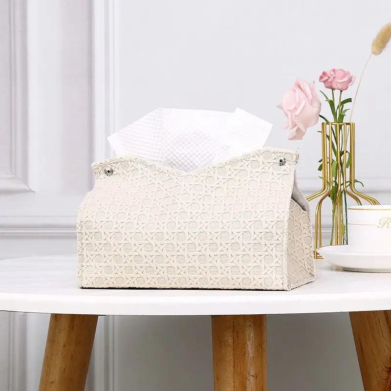 Light Luxury Leather Tissue Box High Aesthetic Living Room Universal Hotel Homestay Coffee Table Desktop Creative Storage