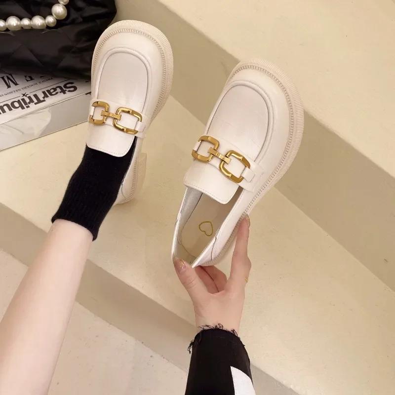 Женская обувь Весна Новые женские мокасины с круглым носком Британский стиль Туфли в студенческом стиле Простые и универсальные туфли-лодочки для девочек