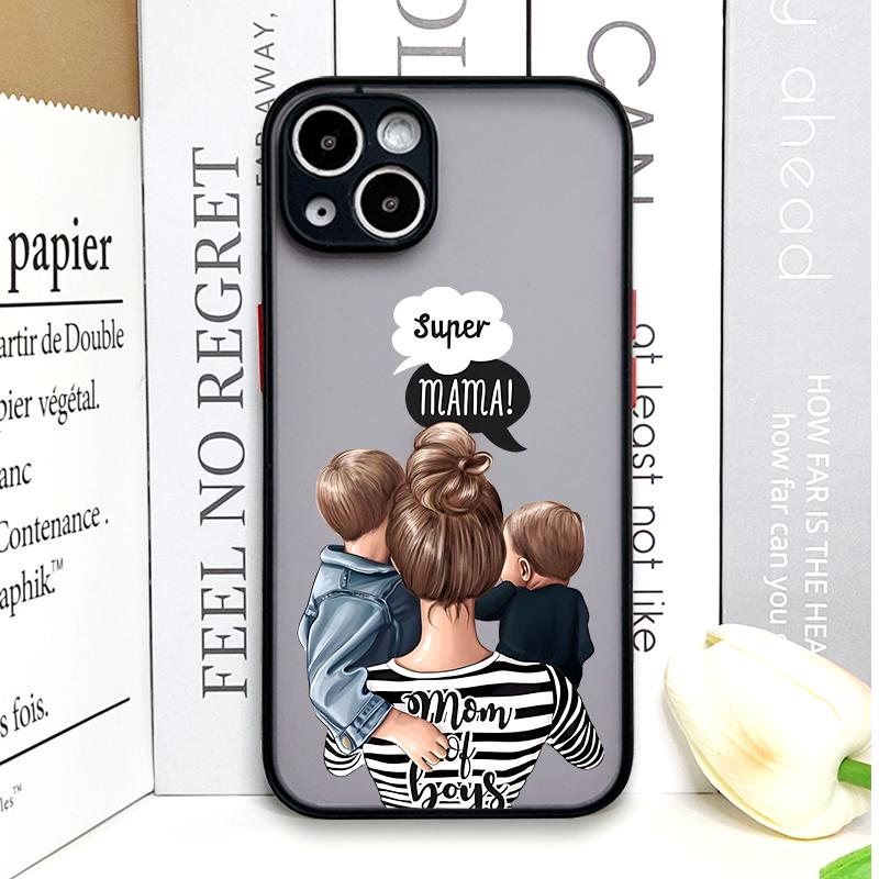 Модный Чехол для Телефона Super Mama Мама Папа для Samsung Galaxy S25 S24 S23 Ultra S22 Plus S21FE Мальчик Девочка Жесткий Матовый Чехол