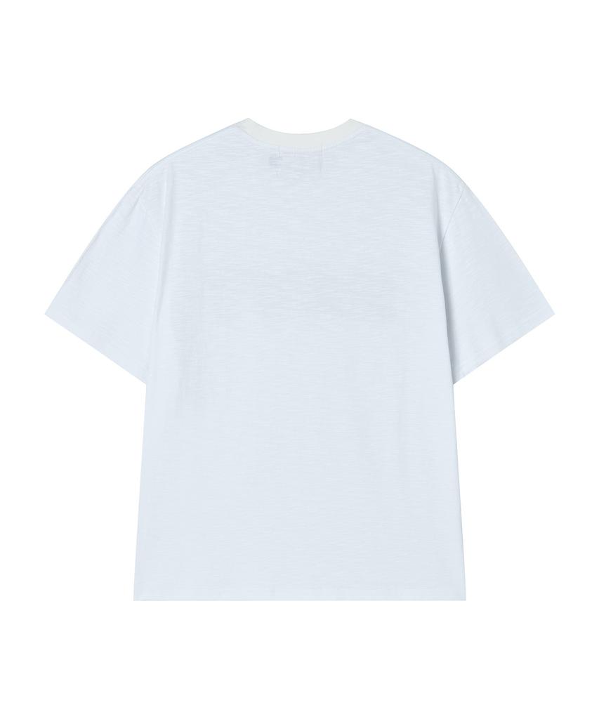BEYOND CLOSET [Collection Line] Vintage Patchwork Slub Short Sleeve T-Shirt White