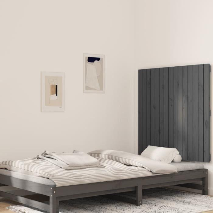 824885 vidaXL Wall-mounted Headboard Grey 95.5x3x90 Cm Solid Pine Wood