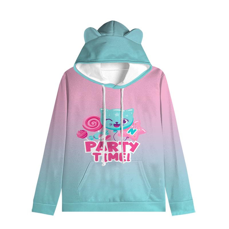 Толстовка с капюшоном для детей Like Nastya с кошачьими ушками, регулируемые ушки, милый мультяшный дизайн, мягкий зимний теплый пуловер для мальчиков и девочек