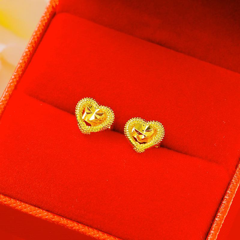 24K Gold-Plated Heart Earrings: Korean Style Fashion