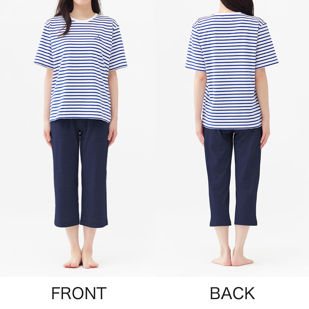 Брюки длиной ганзе с полосатым джерси розовые женские рукав 5/8, ткань 3/4,