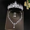 Новая Свадебная Корона Костюм из Трех Предметов Свадебная Корона Тиара Ожерелье Серьги Корейские Супер Сказочные Аксессуары для Свадебного Платья