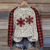 Women's Fashion Round Neck Pullover Plunging Sleeve Tee Christmas Printed Top