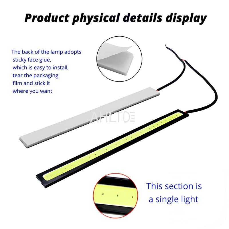 1pcs Car Led 14cm 17cm 1Row COB Fog Lantern Daytime Running turn Signal Light Auto Waterproof Brake License Plate Lamp Bar 12V
