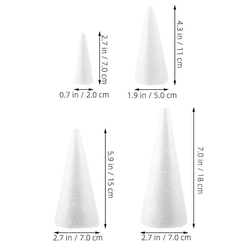 Foam Cone White Foam Cones for DIY Crafting 8Pcs Decorative Use