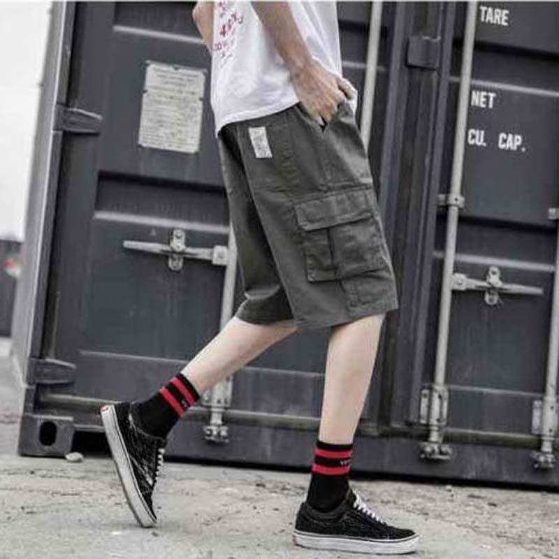 Мужские летние тонкие трендовые брюки с пятью точками, студенческие свободные повседневные шорты больших размеров