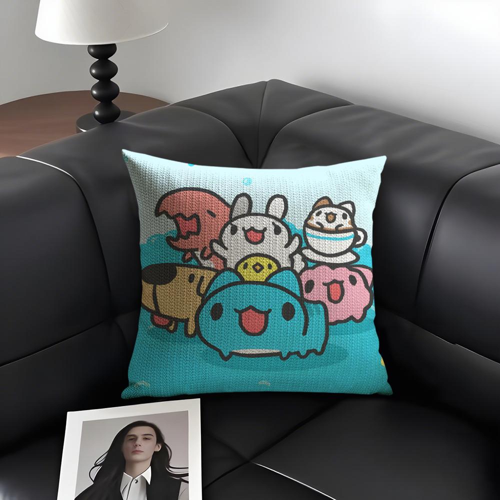 BBugcat CapooS Cute Cushion Cover Natural Linen Organic Fabric DoubleSided Printing Sofa Home Decor Gift Pillow Case