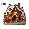 Wooden Christmas Tabletop Decorations Light Up House Table Ornament, LED Lighted Decorative for Festivals Book Nook Village Decoration Holiday