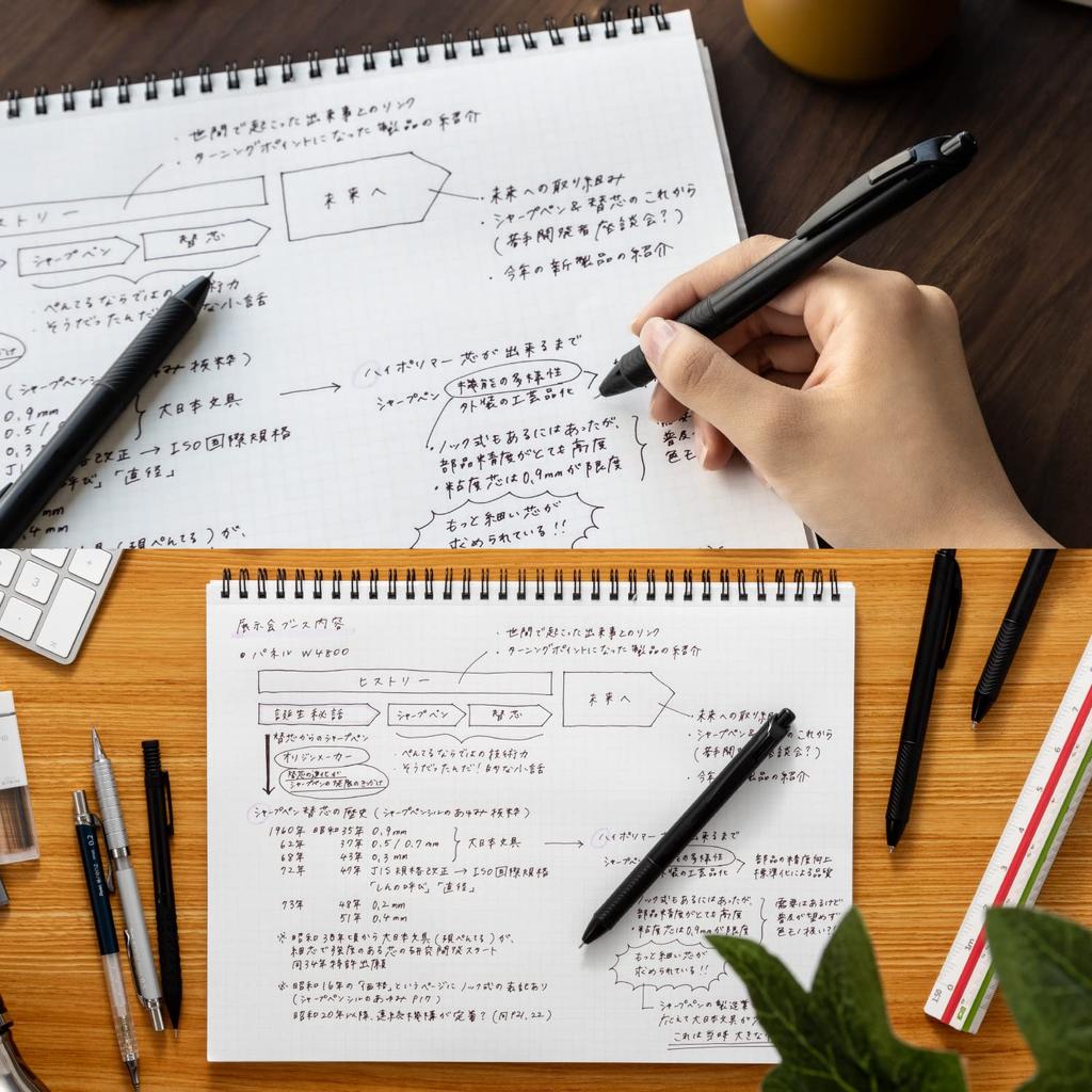 PENTEL Шариковая ручка Гелевые чернила Energel Нажимной тип Лимитированные черные цвета Черный корпус Набор из 6 цветов 0.5 мм BLN75A-6