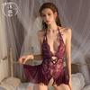 Sexy Lingerie Perspective Mesh Hot One-piece Open-file Seduction Couple Flirting Uniform Suit