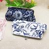 Women Ethnic Printed Long Buckles Canvas Wallet Card Keys Purse Clutches Bag