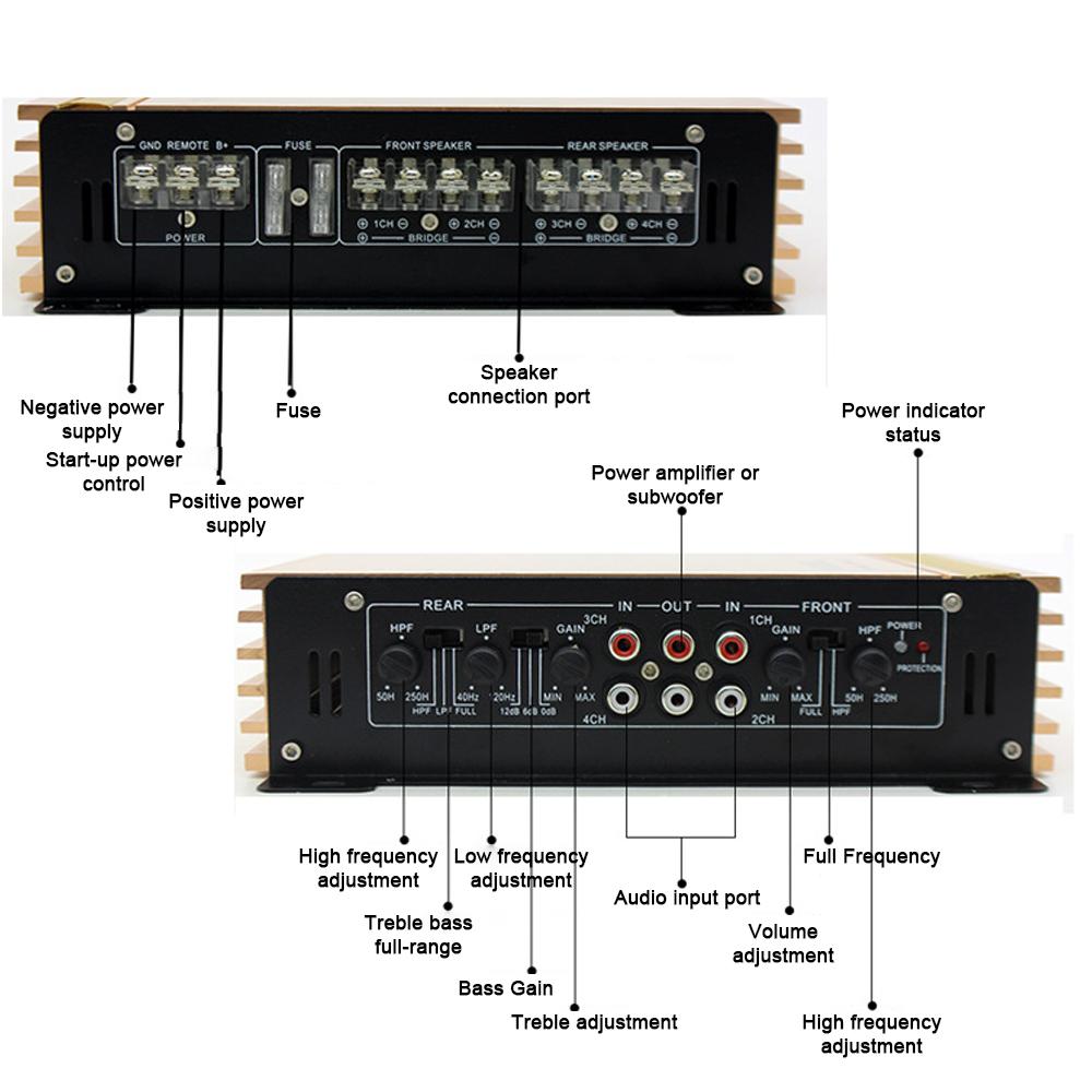 4-Channel O Power Amplifier 4500W High Power Amp. Four-Way 12.0V Car Stereo Power Amplifier