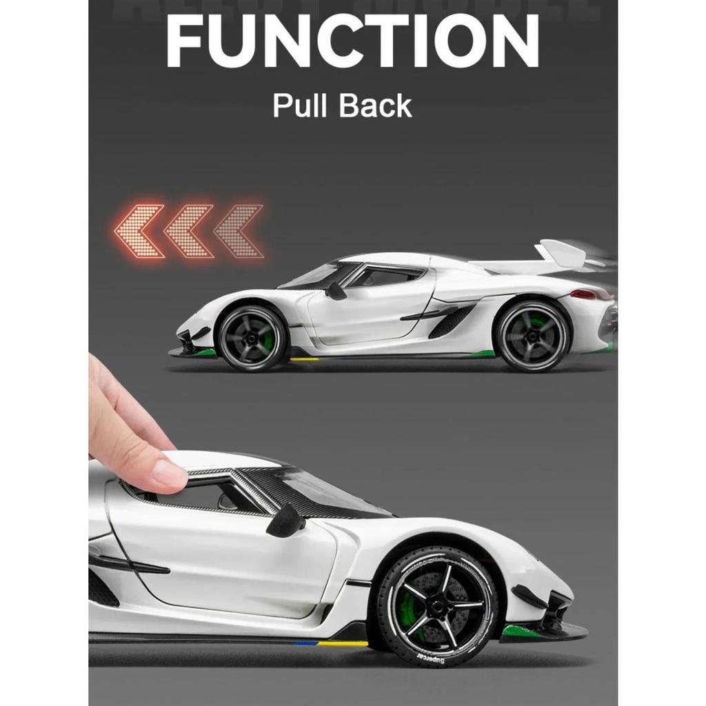 1/24 Sports Car Model Koenigsegg Alloy Diecast High Simulation Scale Toy Pull Back Doors Can Open Boys Birthday Gifts Decoration