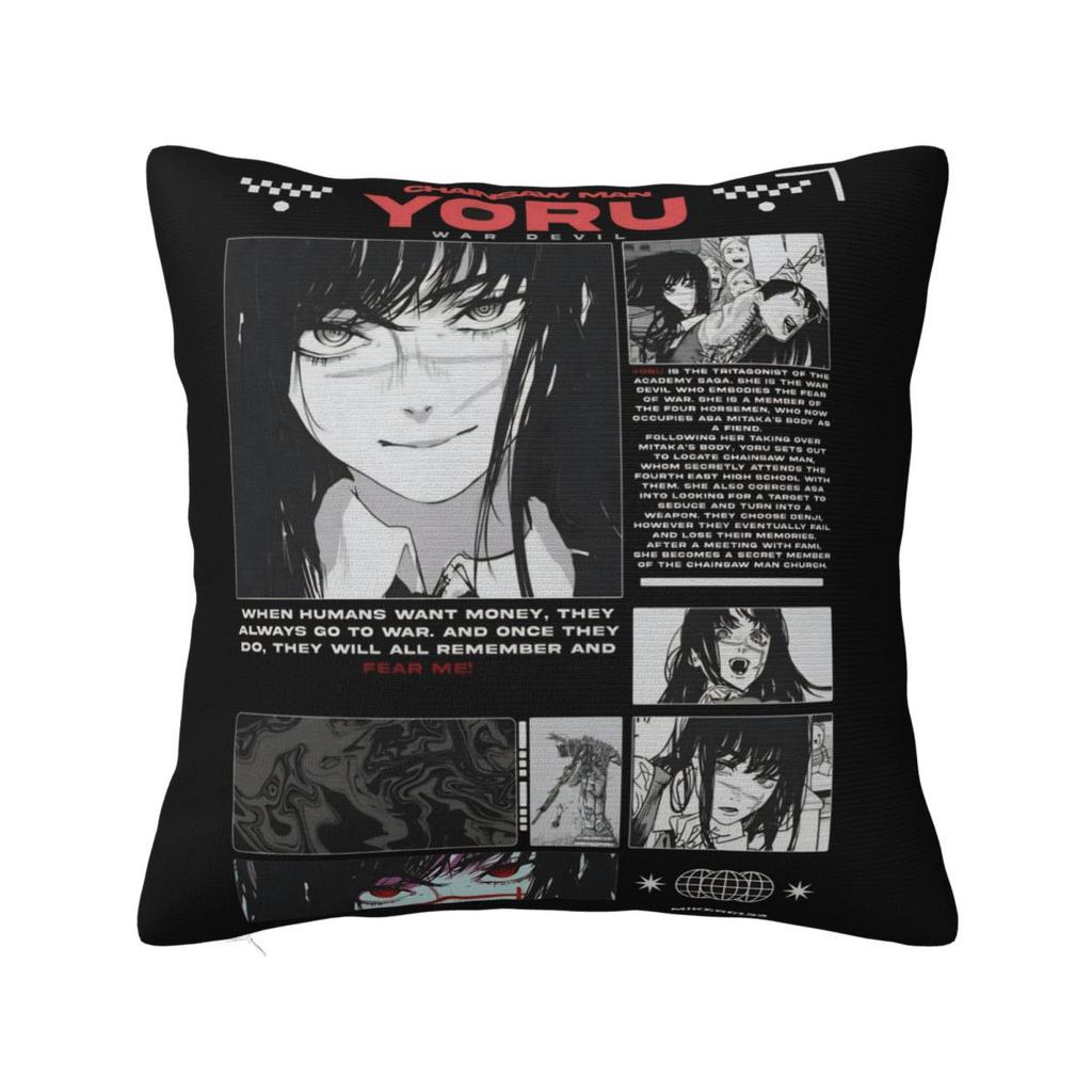 Yoru Chainsaw Man War Devil Pillow Covers Car Asa Mitaka Cushion Cover Cool Home Decoration Pillow Cover 40*40