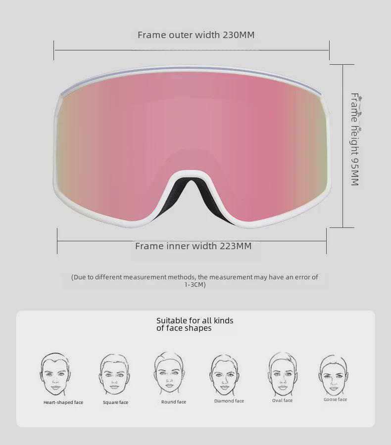 Dual-Layer Anti-Fog Cylindrical Ski & Mountaineering Goggles for Myopia