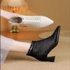 Fashion The New Summer Style of Hollow Thick-heeled and High-heeled Breathable Mesh Boots Goes Well with Versatile Mesh Ankle Boots