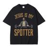 Смешная футболка с Иисусом «Иисус — мой страхующий» Christ Gym T Shirt Унисекс Харадзюку Винтажные футболки Хлопок Круглый вырез Оверсайз футболки Streetwear Унисекс