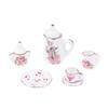 1Комплект 1:12 миниатюрных керамических чайных сервизов для кукольного домика, чашка, чайник, поднос, цветы, столовые приборы, кухонный декор, игрушечные аксессуары для кукольного домика