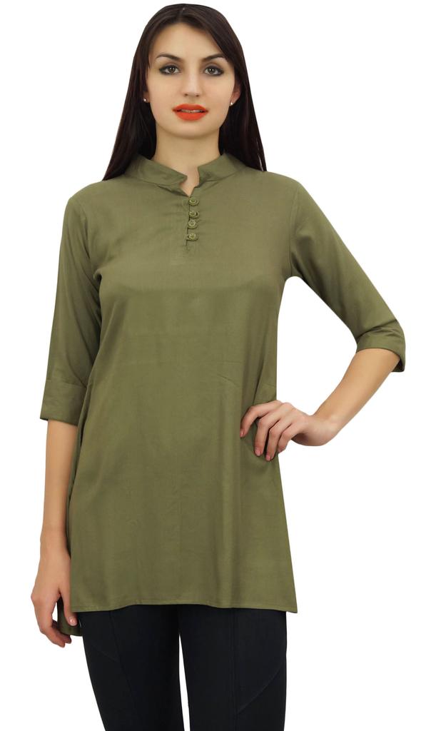 Phagun Женская черная хлопковая модальная блузка с рукавами 3-4 на пуговицах, верхняя часть рубашки -