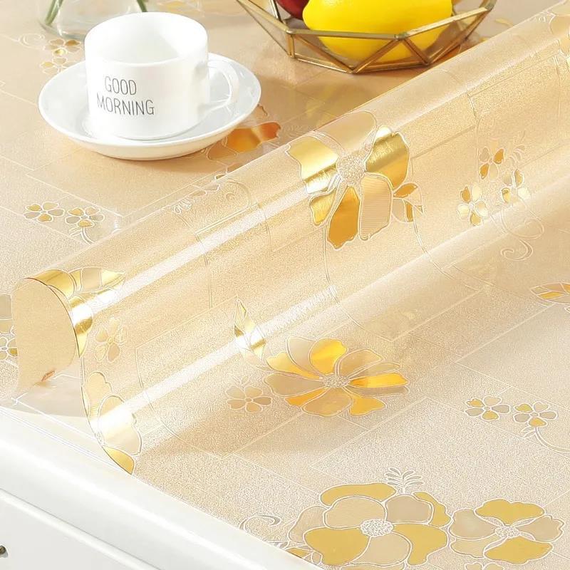 Transparent Printed Table Cloth Waterproof Anti-scald Oil-proof Coffee Table Tablecloth Various Sizes