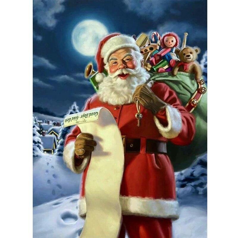 Diamond 5d Embroidery Christmas Cartoon Santa Claus Diy Full Round Drill Diamond Painting Rhinestones Sale Diamond Mosaic Gift