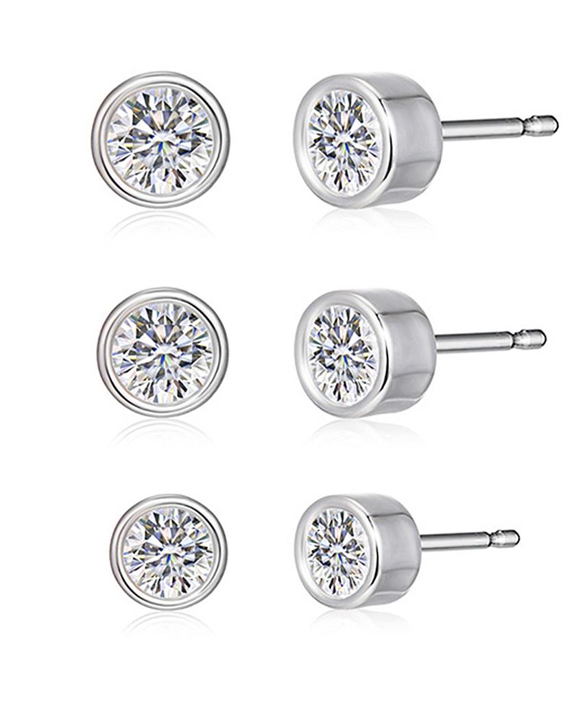 Серьги-гвоздики Geigerjewelry Round Cubic Gisvee123 (Булавка из серебра 925 пробы)