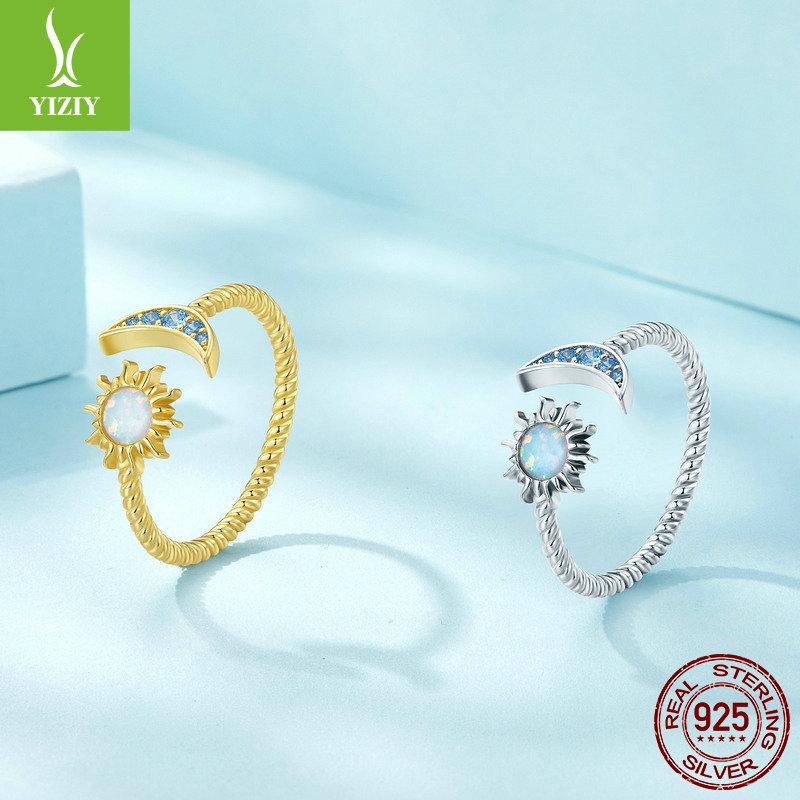 Opal Sun, Moon And Stars Open Ring, Japanese Niche Design Ring Jewelry Scr796