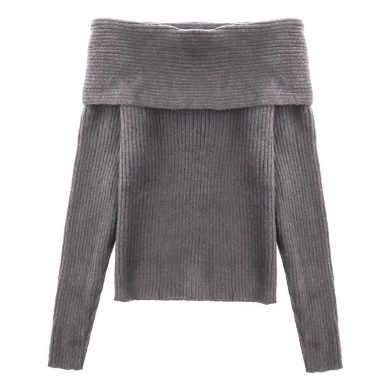 Осенние облегающие сексуальные свитера с открытыми плечами, вязаные свитера для женщин, модные повседневные зимние свитера с разрезом по шее, женские винтажные короткие джемперы, топы 25529