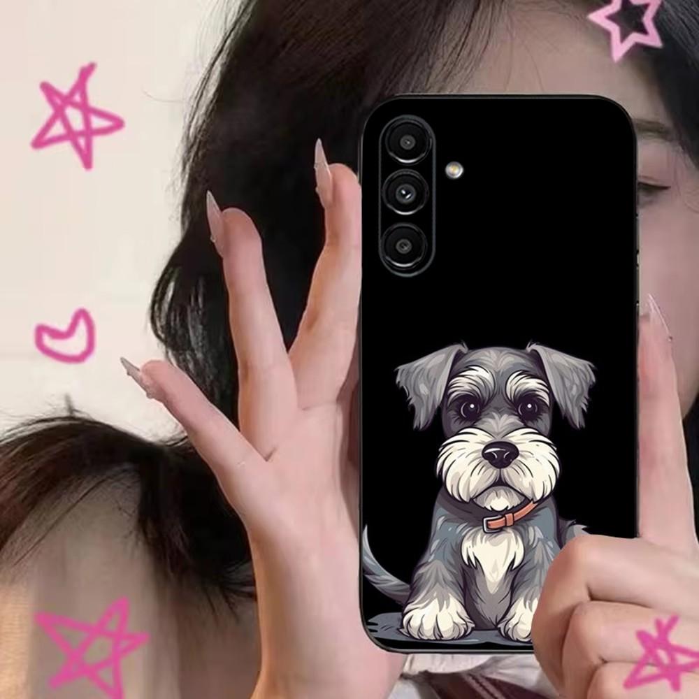 Мультяшная собака Шнауцер Милый Чехол для Телефона Для Samsung S24,S21,S22,S23,S30,Ultra,S20,Plus,Fe,Lite,Note,10,9,5G Черный Мягкий Чехол