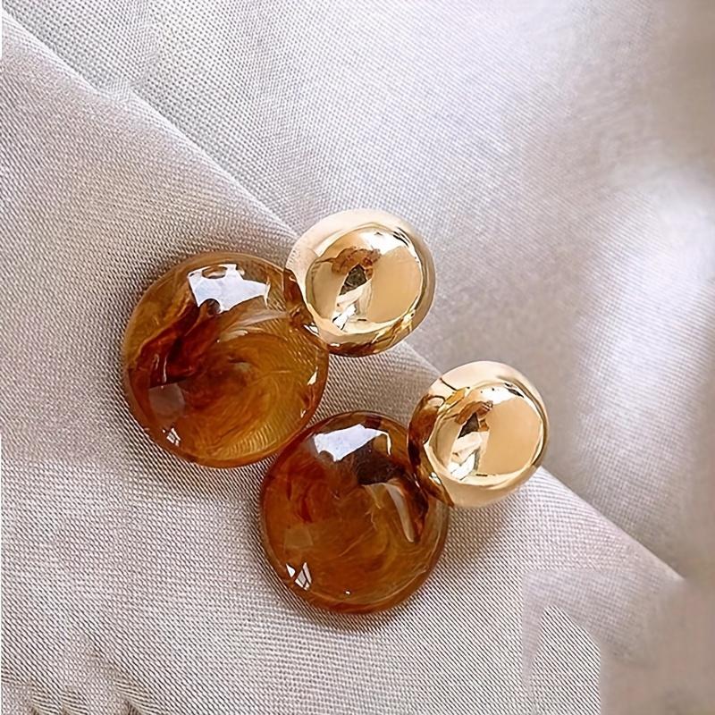 Модные круглые серьги-капли для женщин, винтажные геометрические серьги, корейские украшения, акриловые аксессуары, подарок на вечеринку