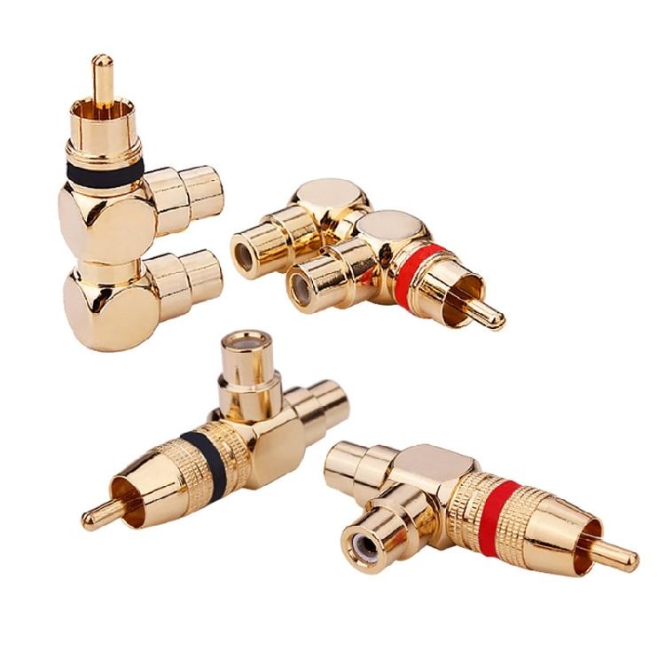 Позолоченный разветвитель 1 штекер 2 гнезда RCA резьбовой разъем для усилителей домашнего кинотеатра, динамика