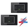 Brazil US Wall Light Switch Power Socket with USB Type-c 20W,Italy Chilean Fast Charging Tempered Glass Panel Universal Outlet