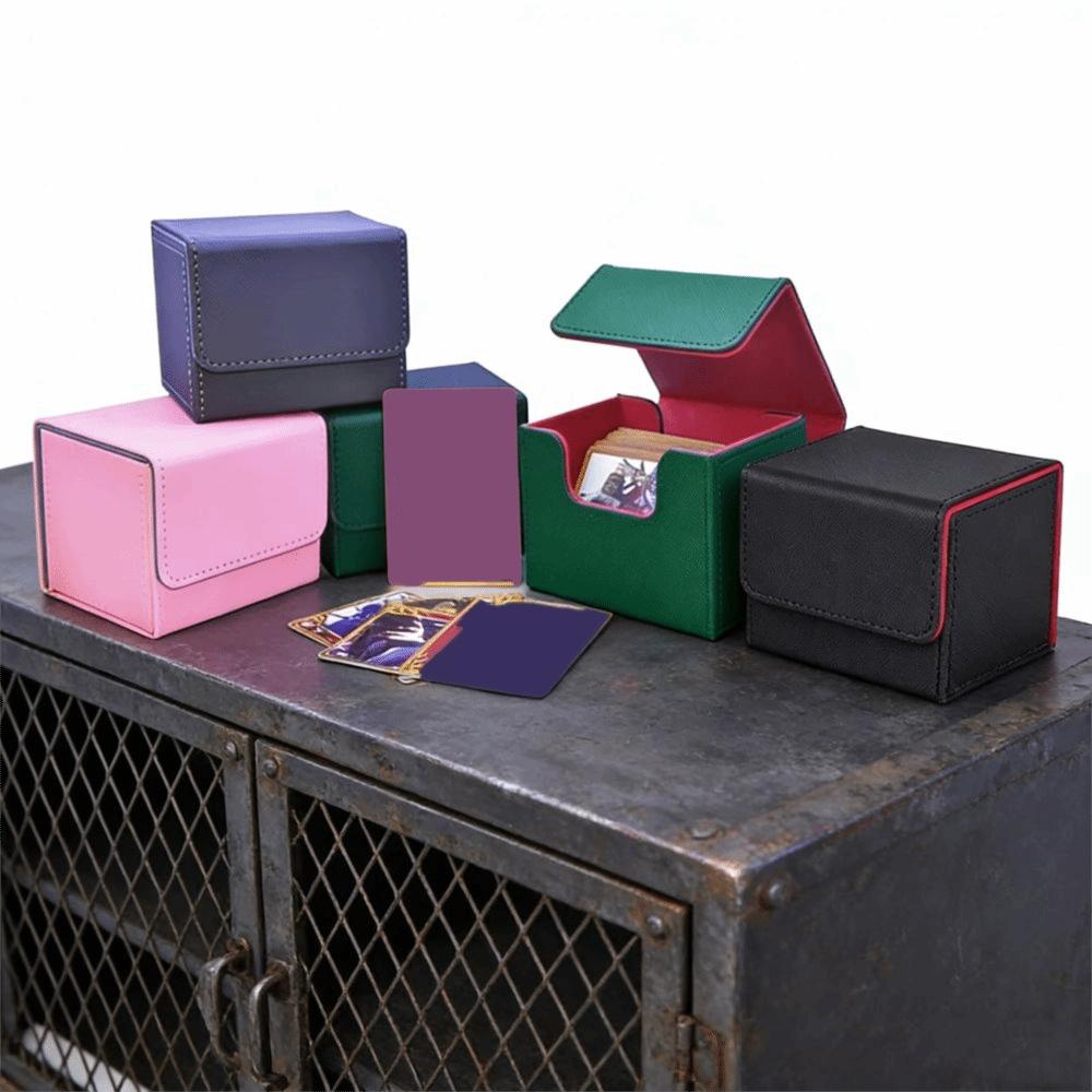 Flip Cover Trading Card Deck Box Fit 100 Single Sleeved Game Cards Storage Box Sports Cards