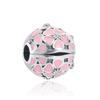 New 925 Sterling Silver Rose Girl Boy Pink Sparkle Spacer Clip Charm Bead Fit Original Fashion Bracelet DIY Jewelry for Women