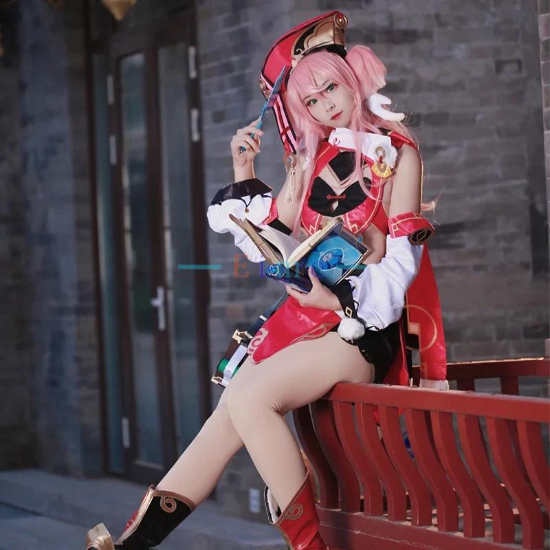   Yanfei Cosplay Costume Game   Yan Fei Cosplay Halloween Sexy Women Outfit Full Set with Hat Suit