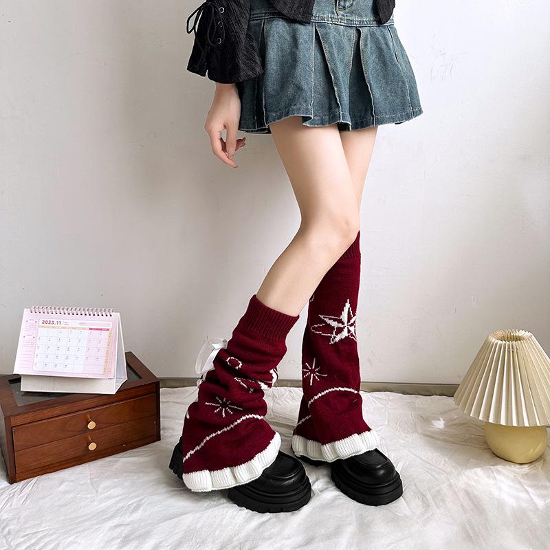 Y2K Style Ribbon Socks with Drawstrings - Lolita & JK Calf Pile Leg Covers