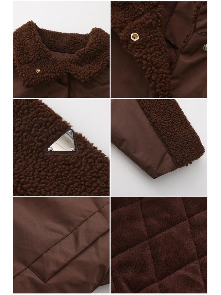 Зимнее ретро женское пальто из овечьей шерсти с длинным рукавом 2025