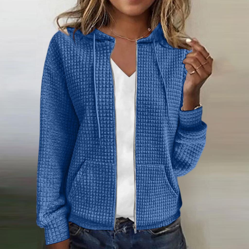 Женский однотонный кардиган на молнии с капюшоном, толстовка с длинным рукавом, куртка