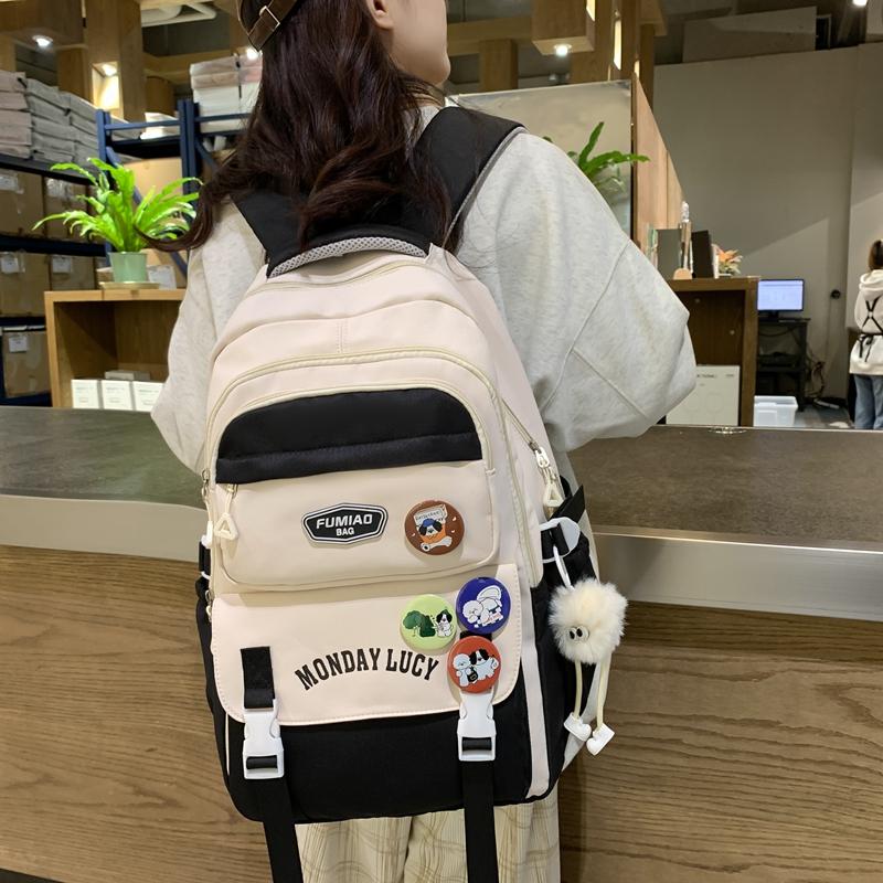 Школьный рюкзак для младших школьников, женский контрастный рюкзак для кампуса, рюкзак большой емкости